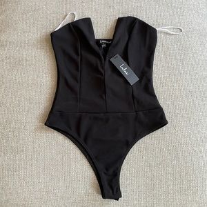 Black Strapless Bodysuit